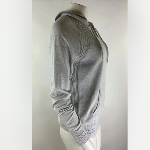 Athleta Sz S Evergreen Knit Hoodie Sweater In Gray Polyester Lyocell Pullover - Picture 3 of 9